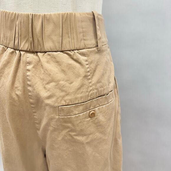 COS tan khaki pleated barrel balloon leg chino pant elastic waist Size 10 - Picture 12 of 16